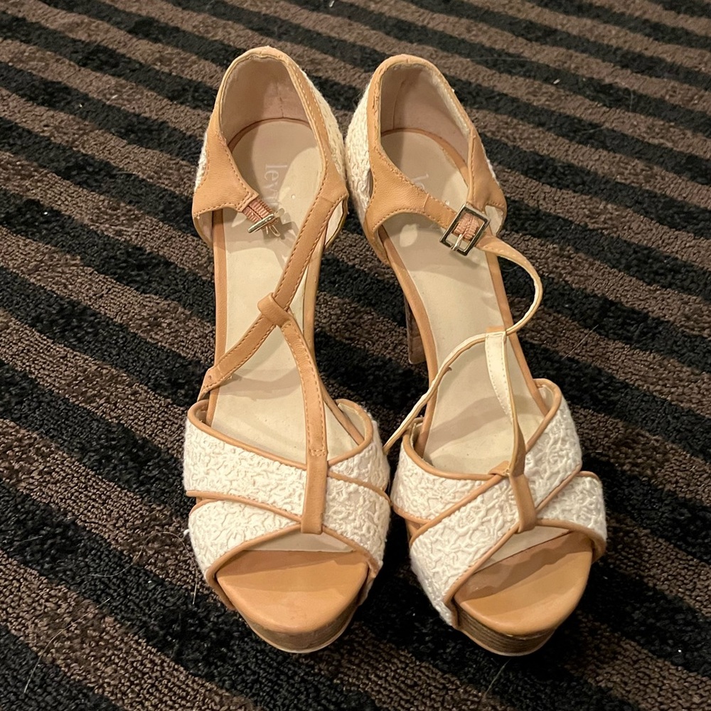 Spring - tan and white lace heels
